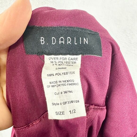 B Darlin Vingate Y2K Velvet Maxi Dress Size 1/2 Burgundy Open Back Thigh Slit - Picture 8 of 8